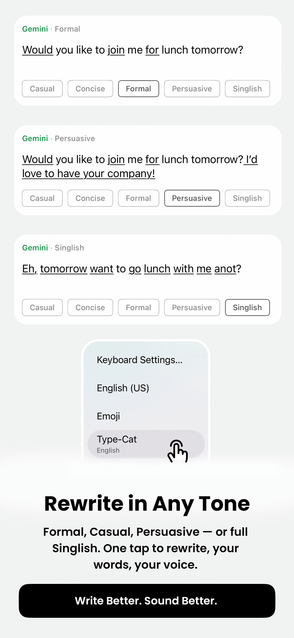 Type-Cat<br>AI Writing Polish Tool 5 Apple Screens 03 - MinLoveCat