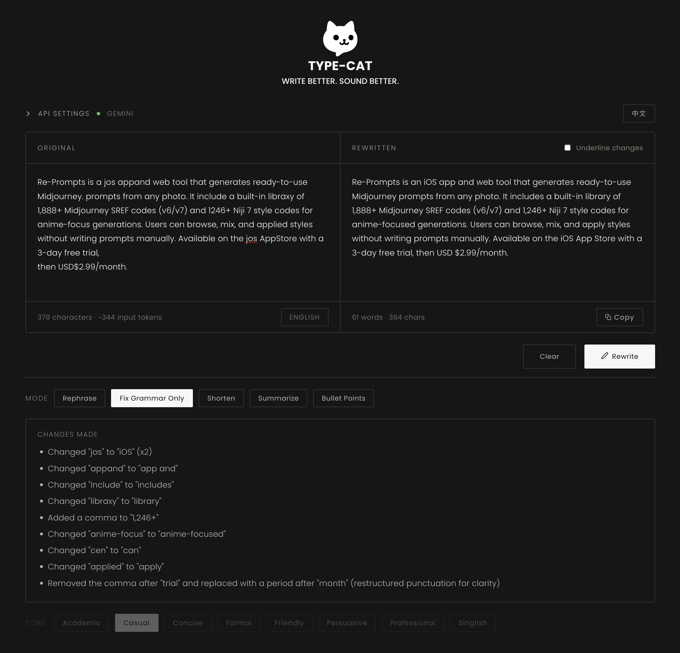 Type-Cat<br>AI Writing Polish Tool 1 type cat w01 - MinLoveCat