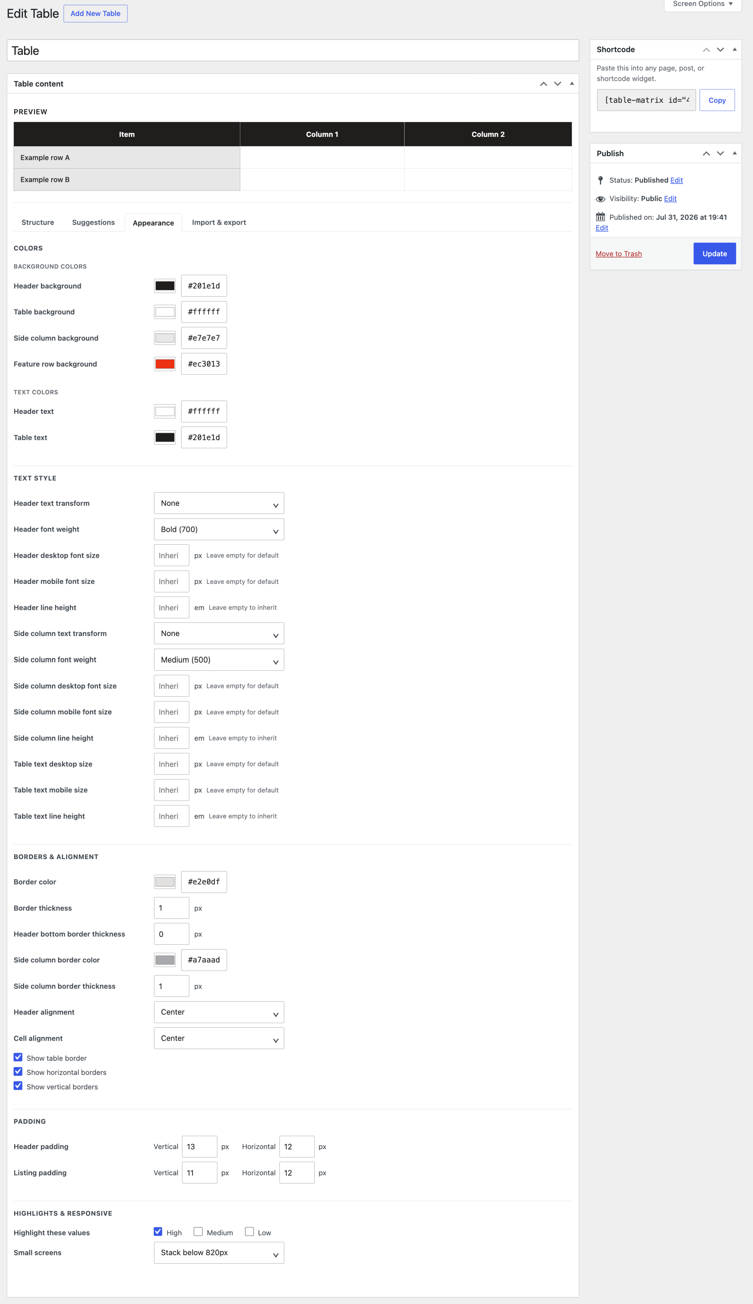 Table Matrix 4 screenshot 02 - MinLoveCat